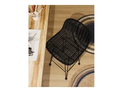 Set de 2 taburetes para isla de cocina en resina tejida negra 63 cm - Jigani