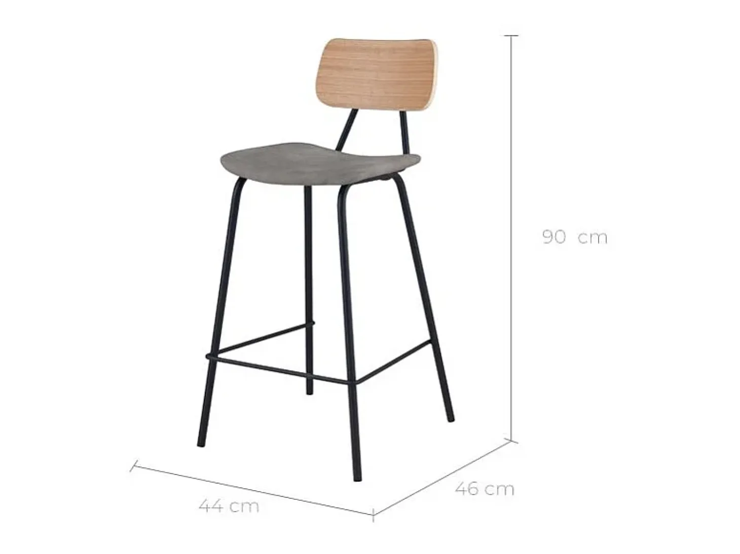 Set de 2 taburetes para isla de cocina en cuero sintético gris 65 cm - Madrague