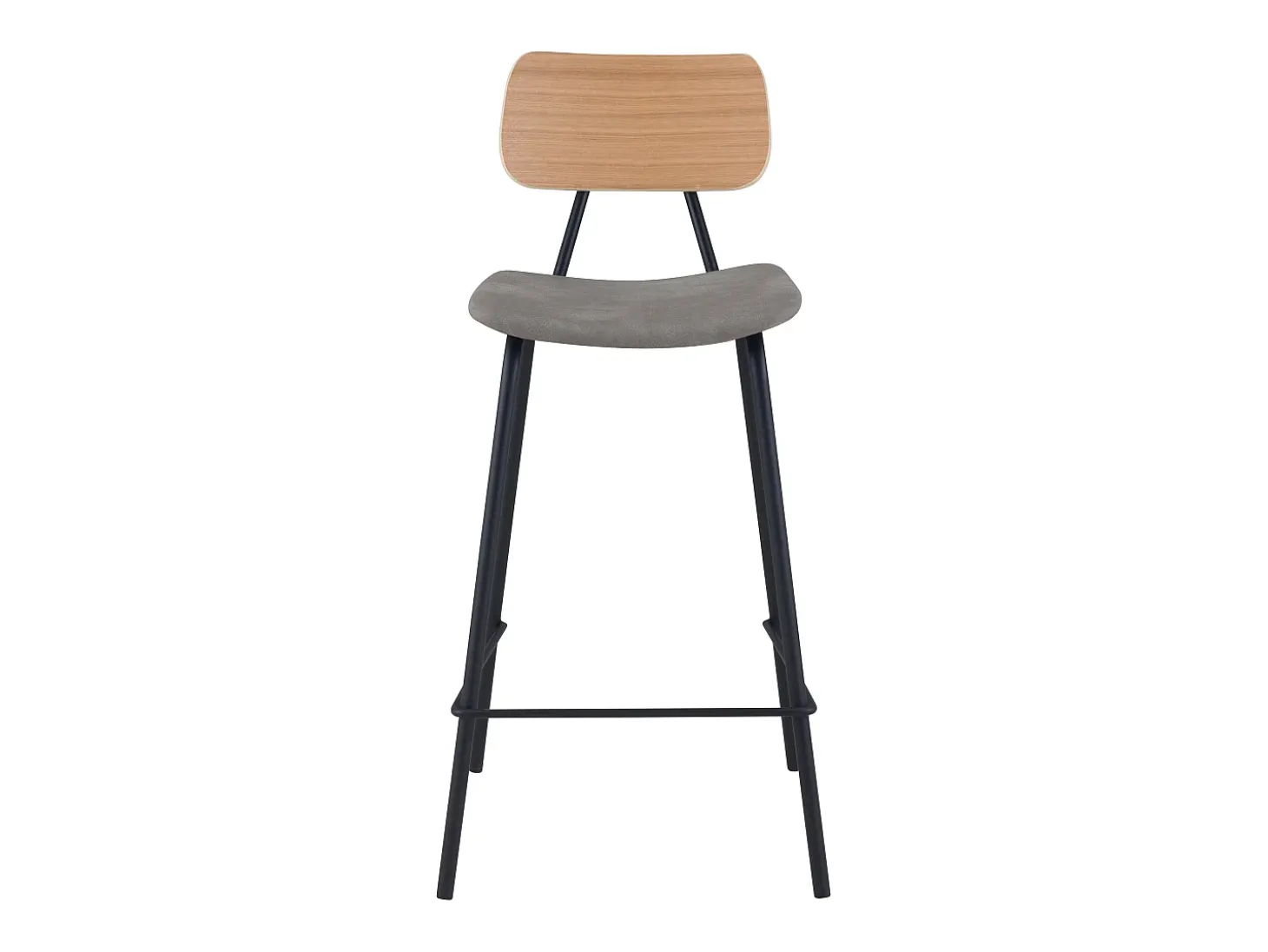 Set de 2 taburetes para isla de cocina en cuero sintético gris 65 cm - Madrague