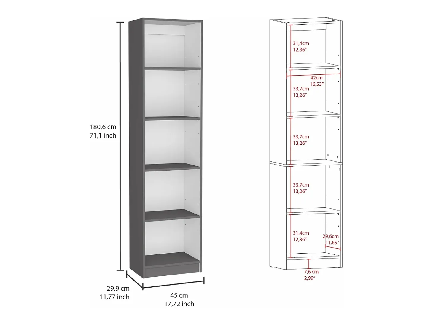 Set de estanteria de oficina home de 3 piezas en melamina con estantes y 4 puertas , 180.6 cm X 152.8 cm X 29.9 cm , Multicolor