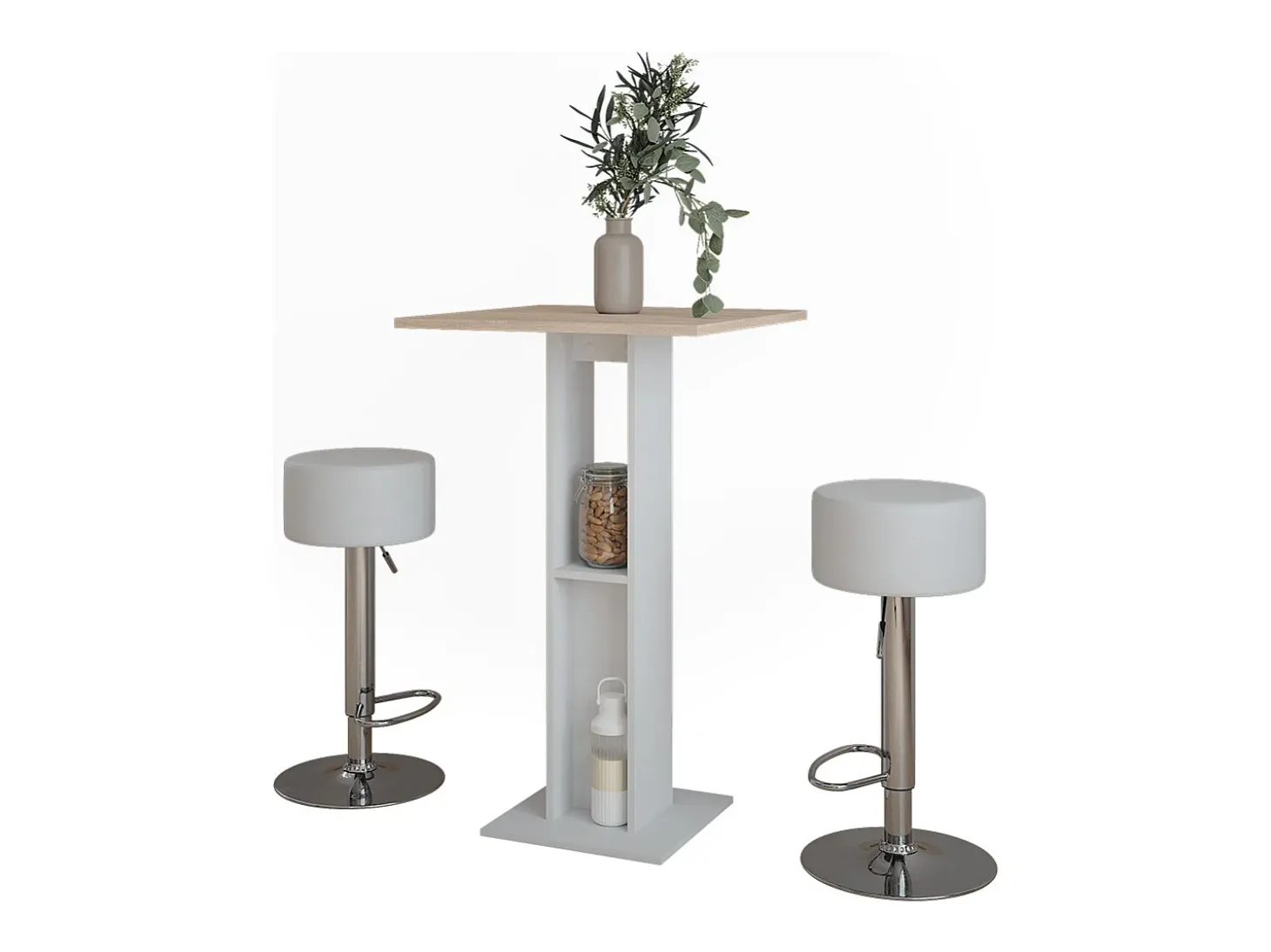 Set de mesa de bar blanco/sonoma 65x65x106 repose