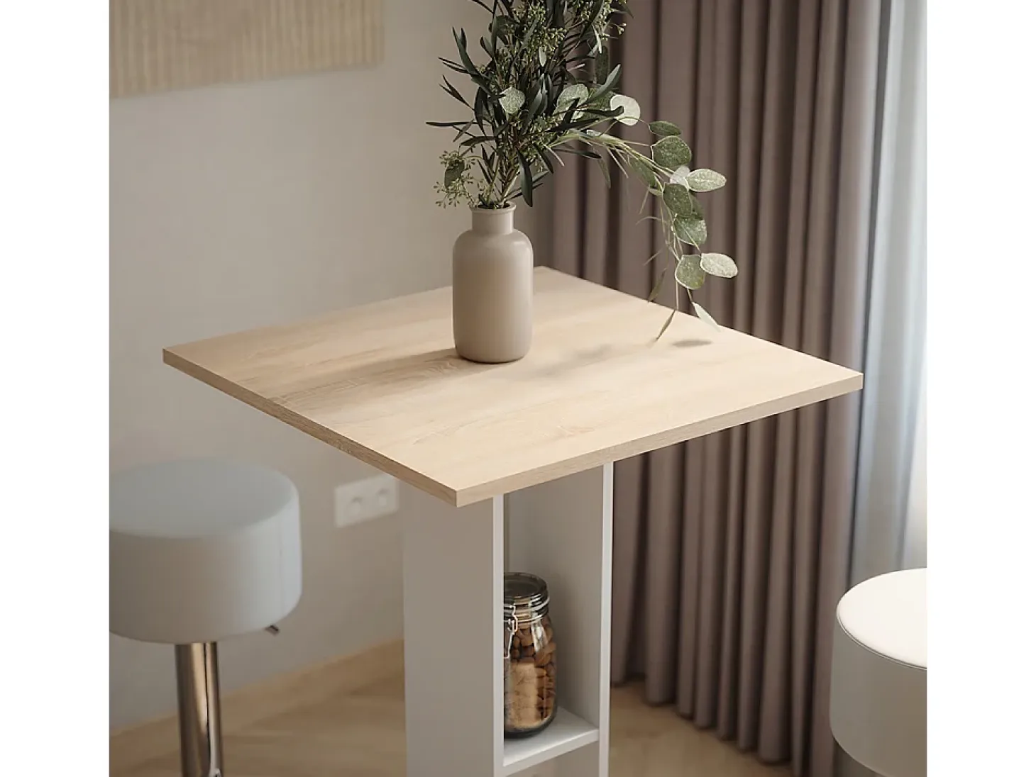 Set de mesa de bar blanco/sonoma 65x65x106 repose