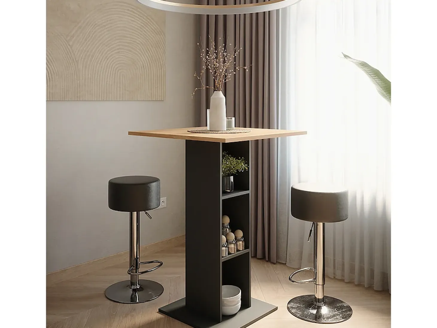 Set de mesa de bar oro power roble/antracita 75x75x106 repose