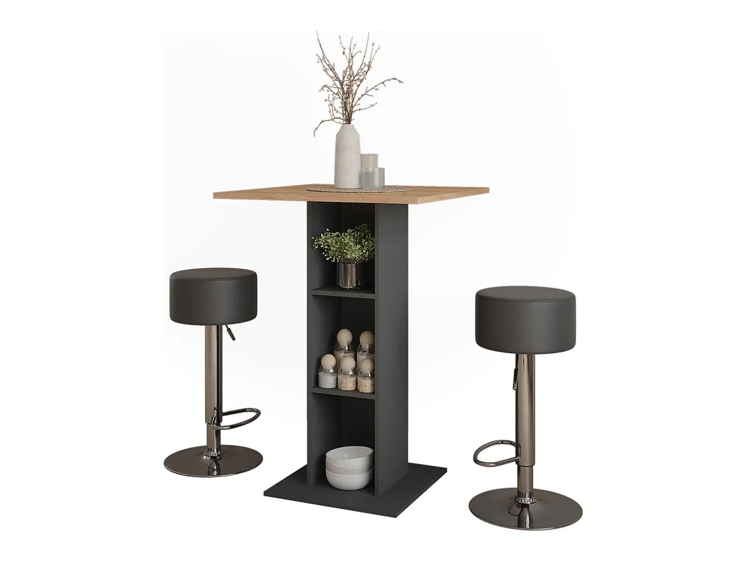 Set de mesa de bar oro power roble/antracita 75x75x106 repose