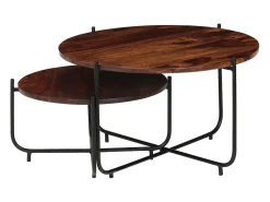 Set de mesas de centro 2 piezas madera maciza sheesham 60x35 cm