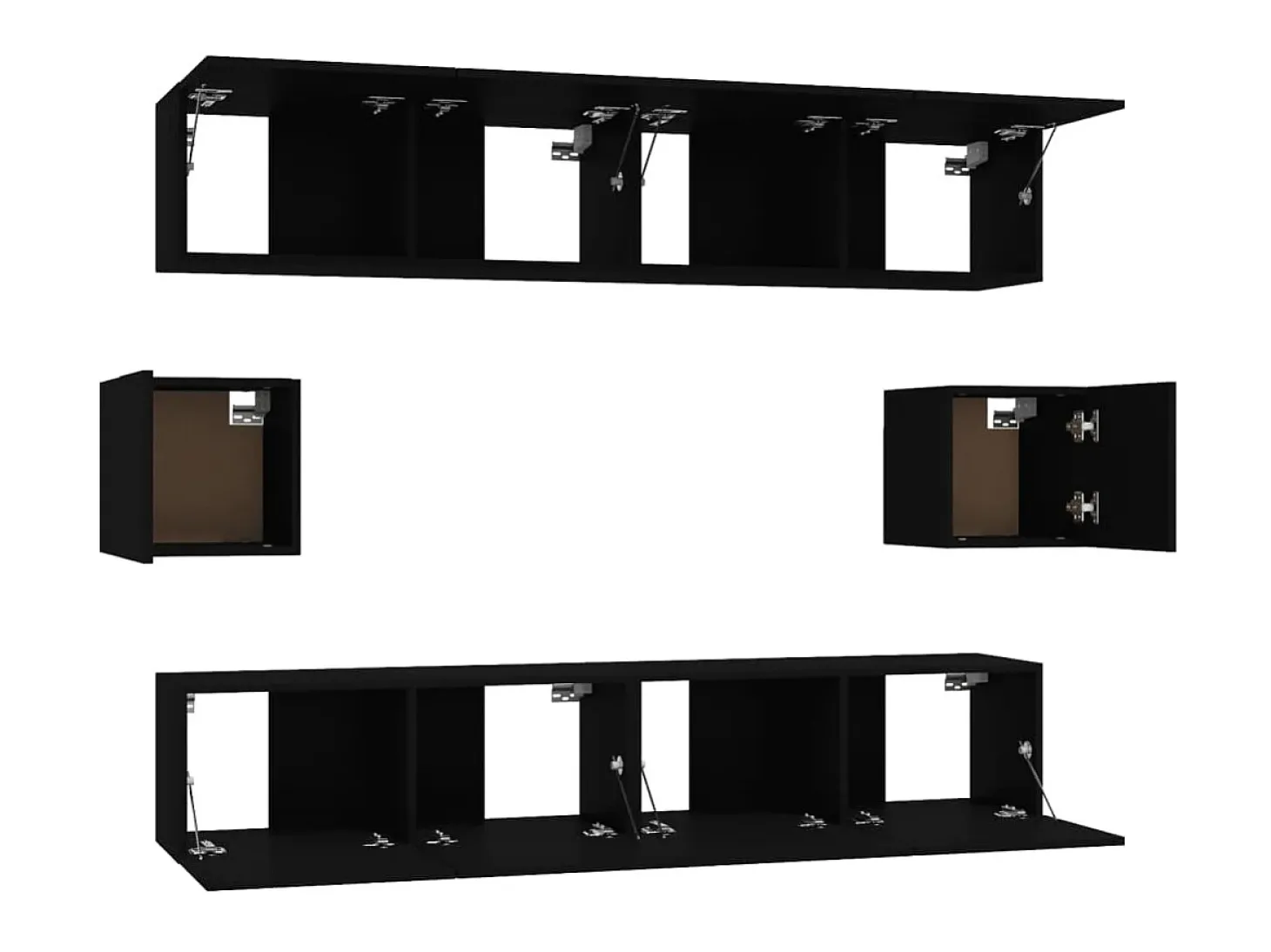 Set de muebles para TV 6 piezas madera contrachapada negro ES46294