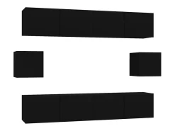 Set de muebles para TV 6 piezas madera contrachapada negro ES46294