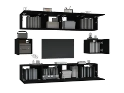 Set de muebles para TV 6 piezas madera contrachapada negro ES46294