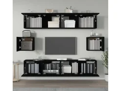 Set de muebles para TV 6 piezas madera contrachapada negro ES46294
