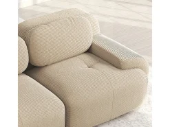 Set de Sofá Modular de Pana Acanalada: Pouf - 92.5x75x44cm - Beige