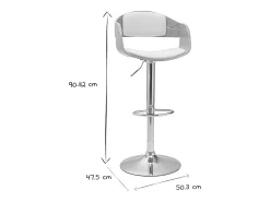 Set de 2 taburetes de cocina ajustables de poliuretano blanco y madera clara EUSTACHE