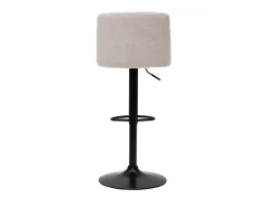Set de 2 taburetes de cocina regulables de tejido efecto aterciopelado beige y metal negro MONTI