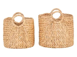 Set van 2 ronde decoratieve manden PASSO – Natuurlijke waterhyacint