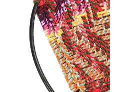 Silla circular chindi de tela multicolor