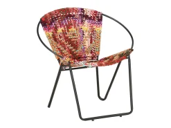 Silla circular chindi de tela multicolor