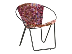 Silla circular chindi de tela multicolor