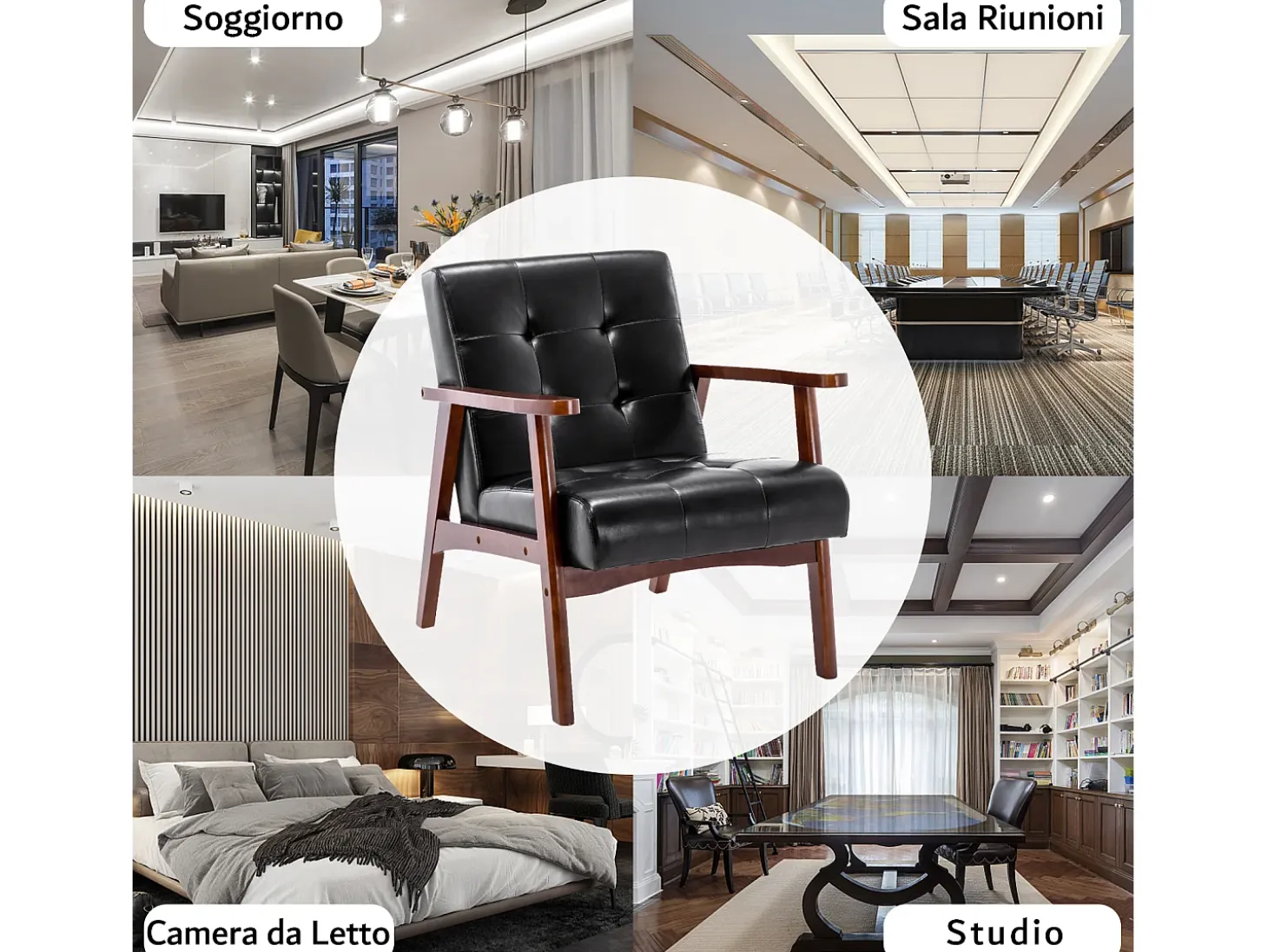 Silla de Madera con Brazos Fahlber - Sillón Relax para Interior/Exterior - Tapizado Beige Opcional