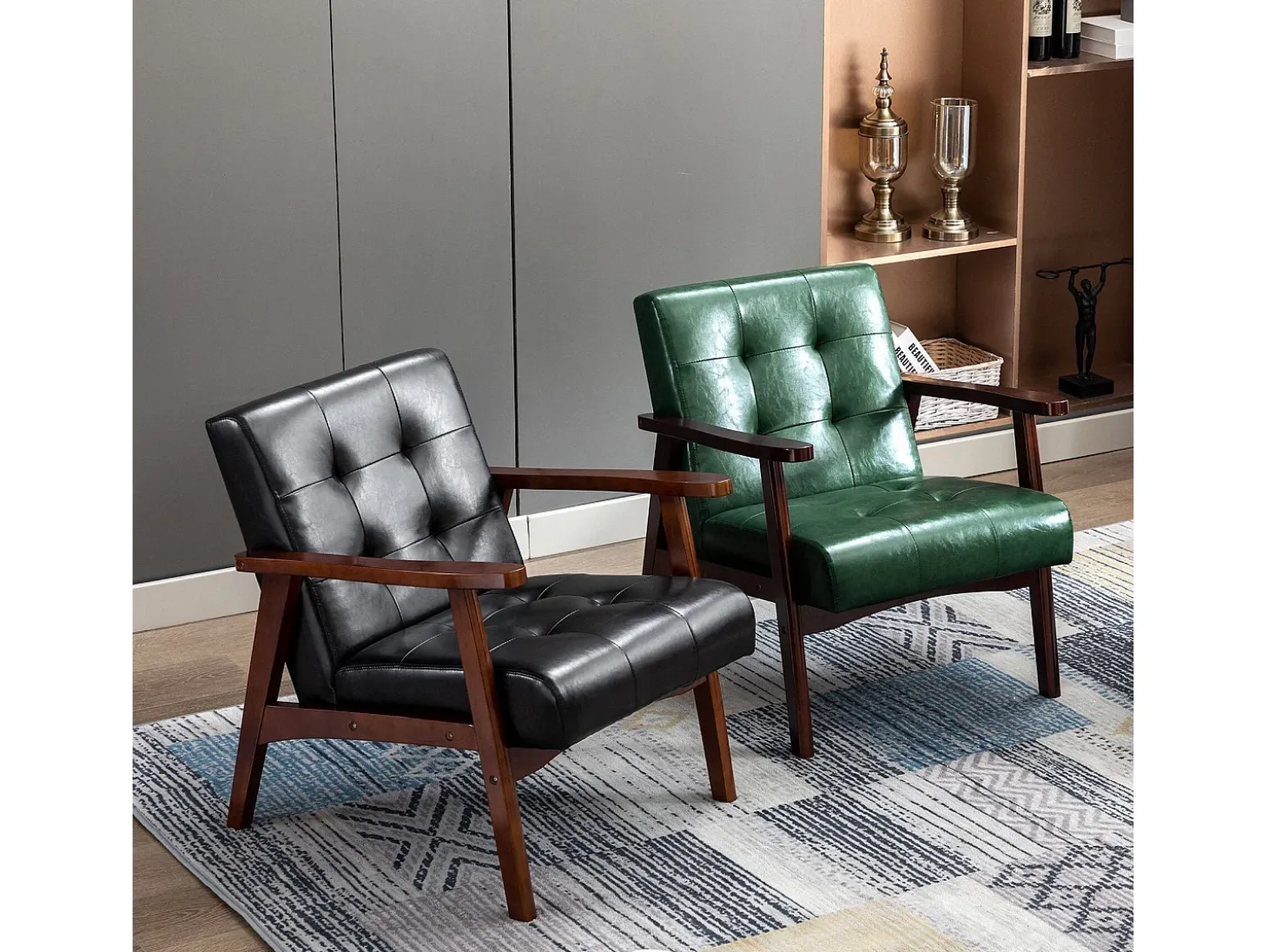 Silla de Madera con Brazos Fahlber - Sillón Relax para Interior/Exterior - Tapizado Beige Opcional