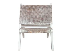 Silla de ratán kubu natural y madera maciza de caoba blanco