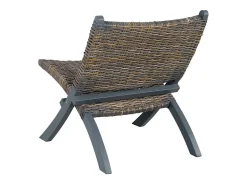 Silla de ratán kubu natural y madera maciza de caoba gris