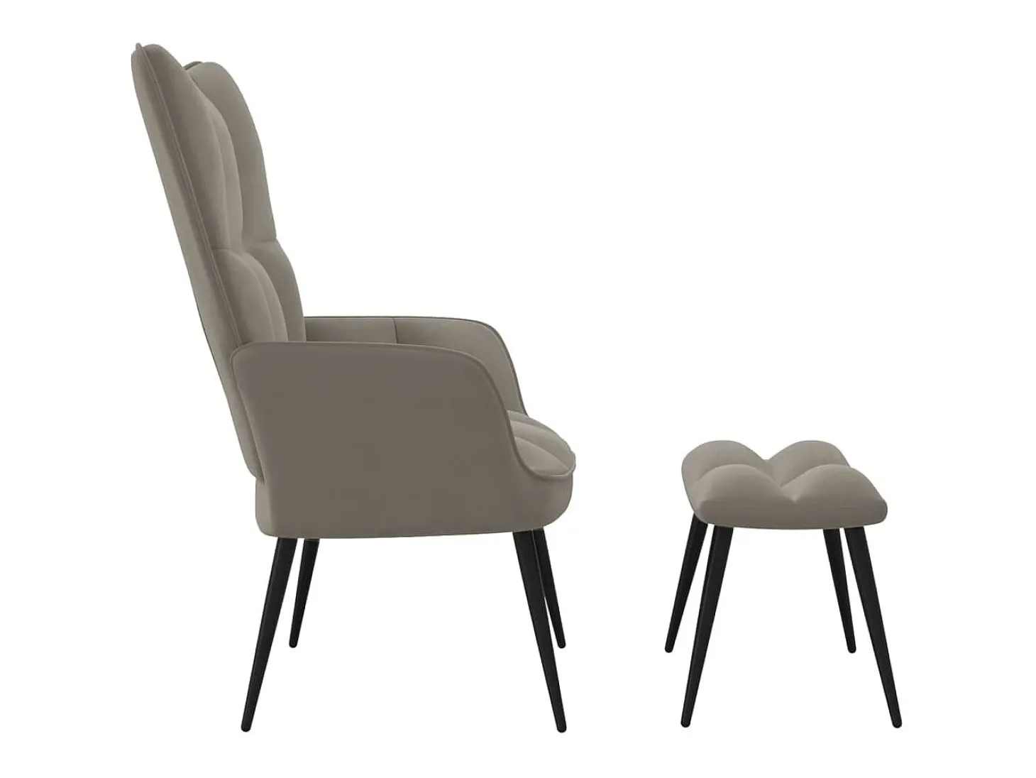 Silla de relajación con reposapiés terciopelo gris claro