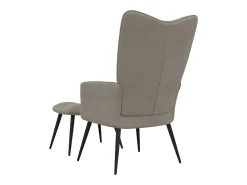 Silla de relajación con reposapiés terciopelo gris claro