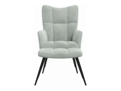 Silla de relajación con reposapiés terciopelo gris claro