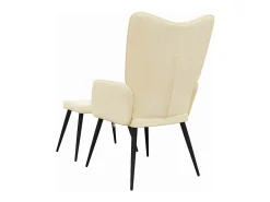 Silla de relajación con reposapiés tela crema