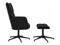 Silla de relajación con reposapiés terciopelo negro