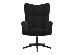 Silla de relajación con reposapiés terciopelo negro