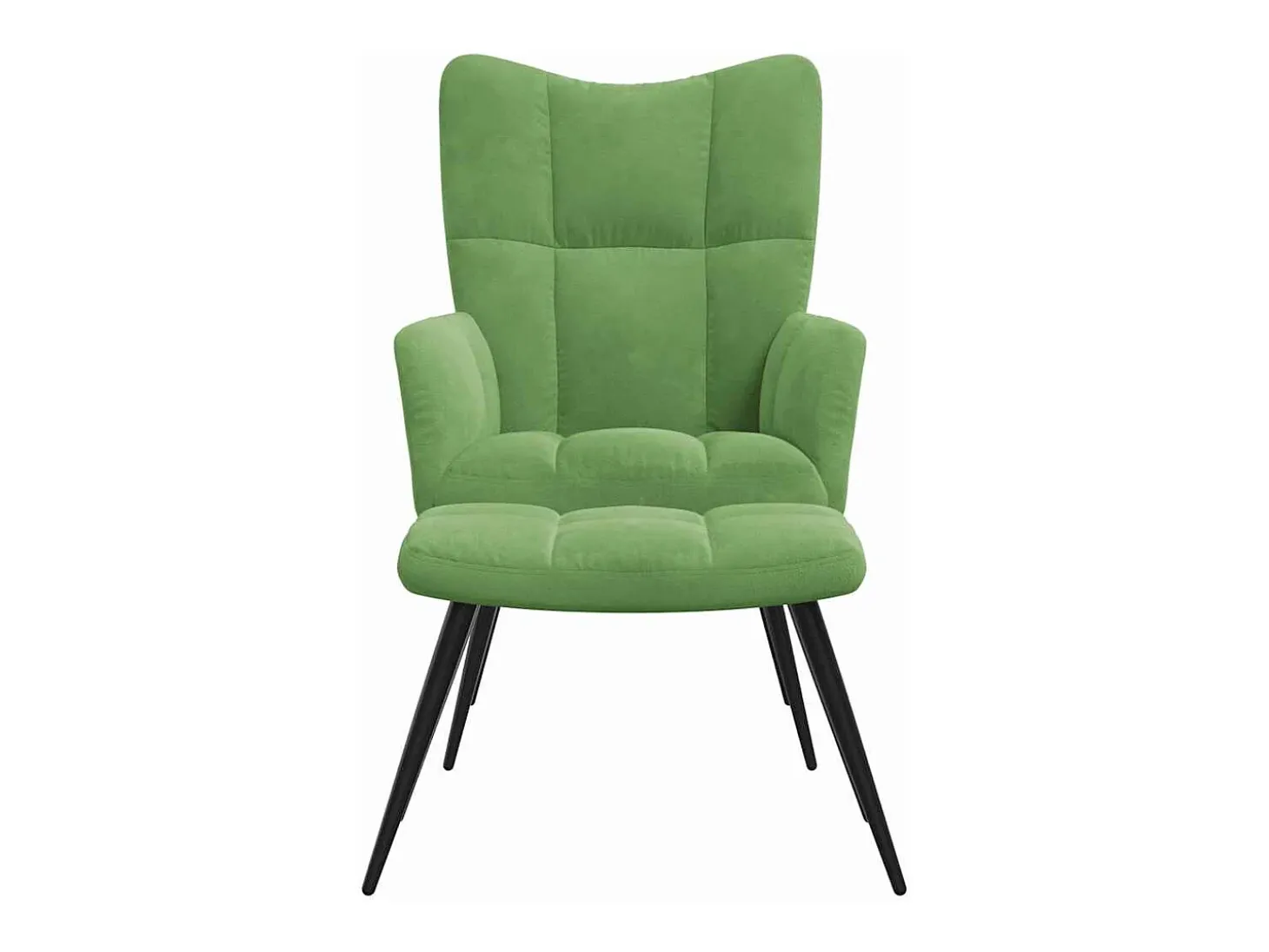 Silla de relajación con reposapiés terciopelo verde claro
