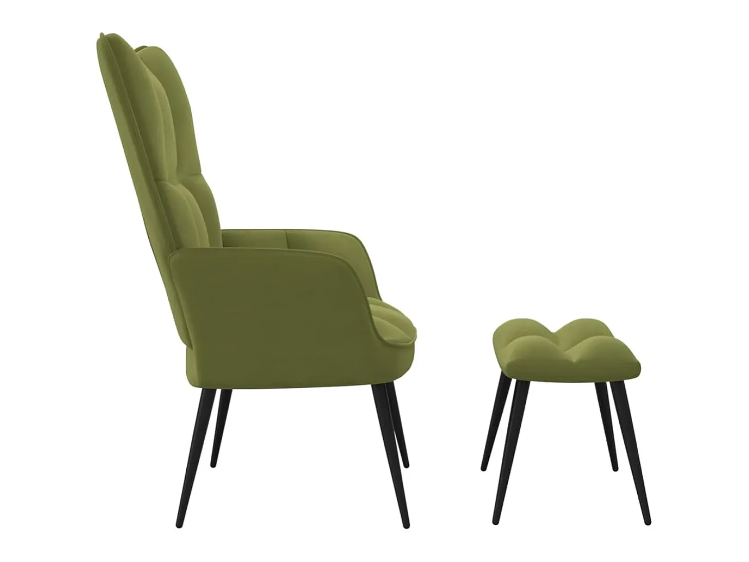 Silla de relajación con reposapiés terciopelo verde claro