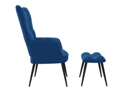 Silla de relajación con reposapiés terciopelo azul