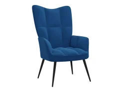 Silla de relajación con reposapiés terciopelo azul