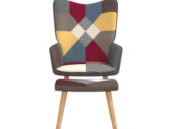 Silla de relajación con reposapiés tela patchwork ES36914