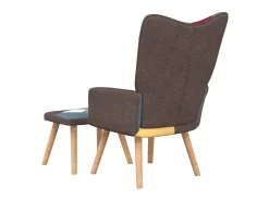 Silla de relajación con reposapiés tela patchwork ES36914