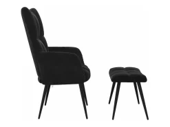Silla de relajación con reposapiés terciopelo negro