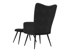 Silla de relajación con reposapiés terciopelo negro