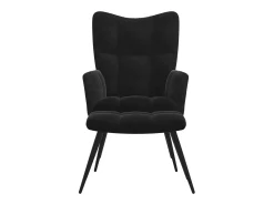 Silla de relajación con reposapiés terciopelo negro