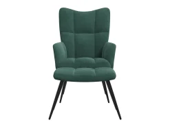 Silla de relajación con taburete terciopelo verde oscuro