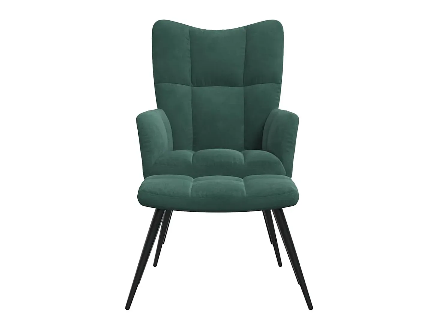 Silla de relajación con taburete terciopelo verde oscuro