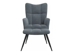 Silla de relajación con taburete terciopelo gris oscuro