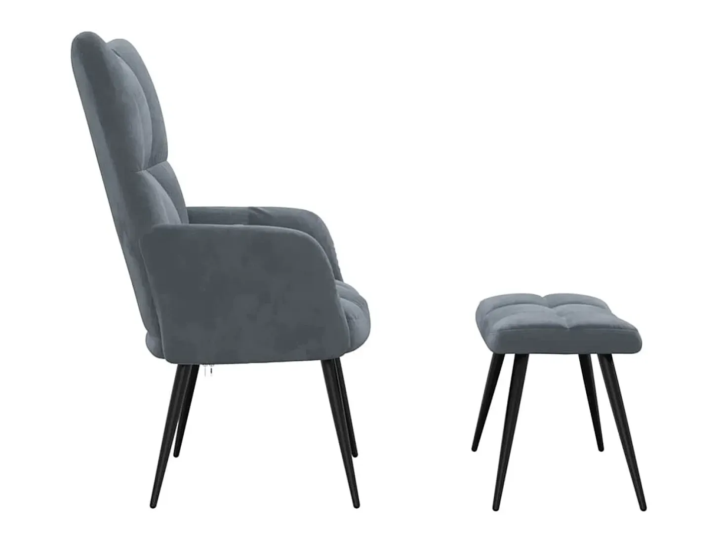 Silla de relajación con taburete terciopelo gris oscuro