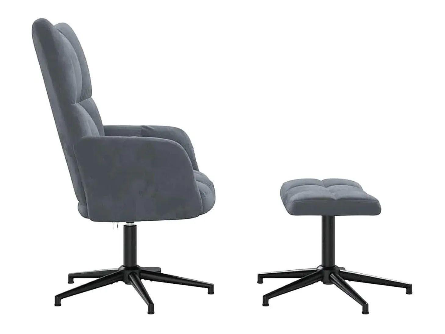 Silla de relajación con taburete terciopelo gris oscuro