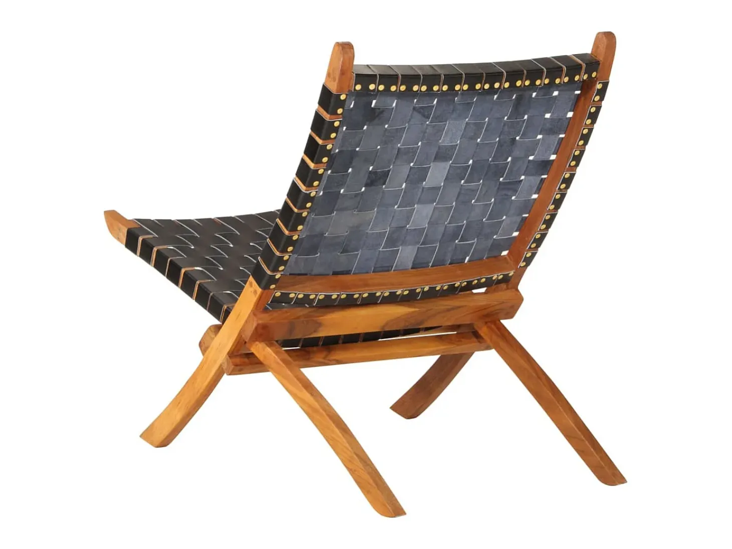 Silla de relax plegable cuero auténtico negro