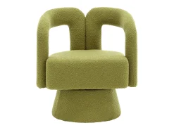 Silla giratoria 360°, sillón giratorio en tejido bouclé, sillón lounge con reposabrazos, sillón relax de respaldo alto con apoyabrazos