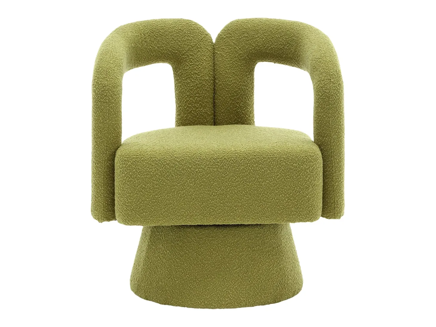 Silla giratoria 360°, sillón giratorio en tejido bouclé, sillón lounge con reposabrazos, sillón relax de respaldo alto con apoyabrazos