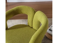 Silla giratoria 360°, sillón giratorio en tejido bouclé, sillón lounge con reposabrazos, sillón relax de respaldo alto con apoyabrazos