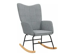 Silla mecedora con reposapiés tela gris claro
