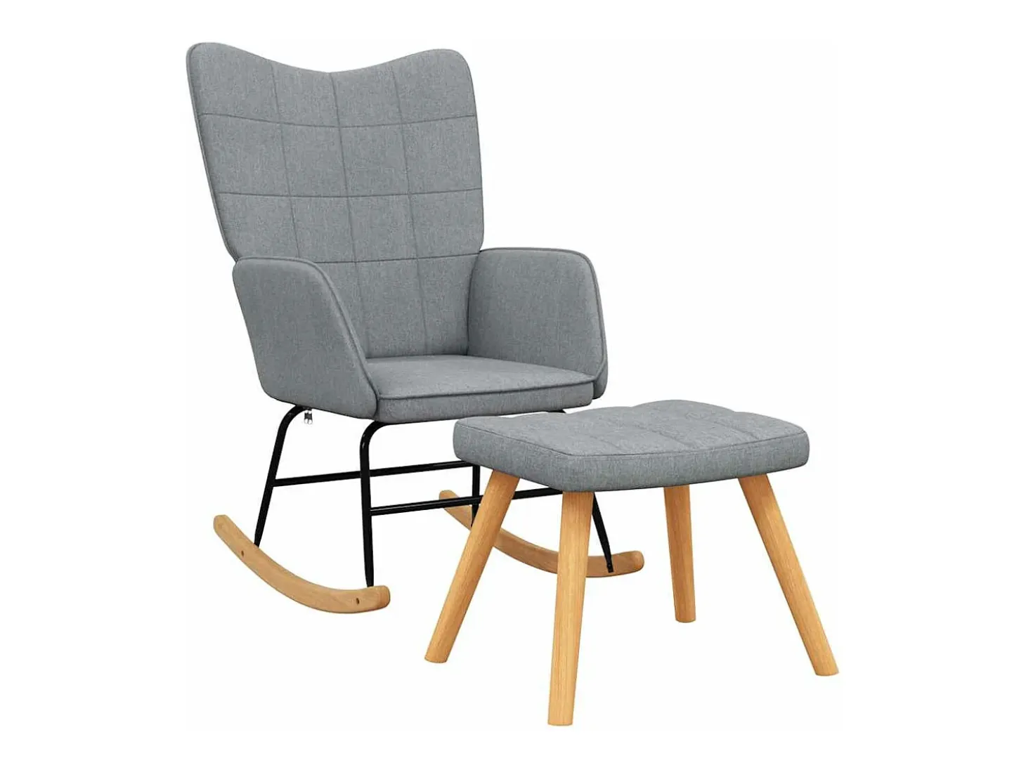 Silla mecedora con reposapiés tela gris claro